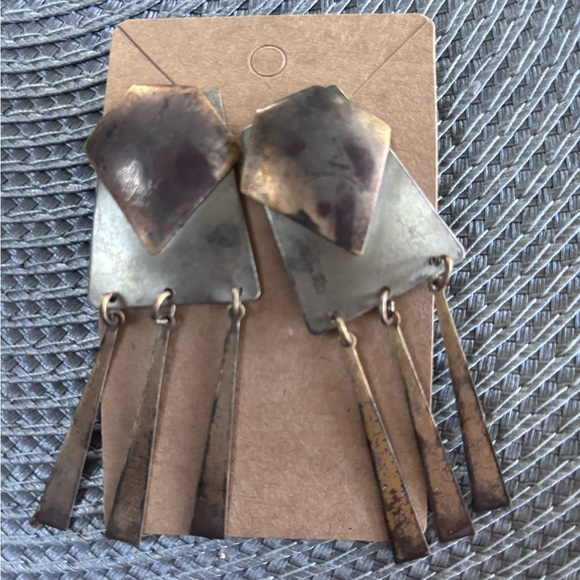 Geometric Bronze Dangle Earrings - Picture 1 of 1